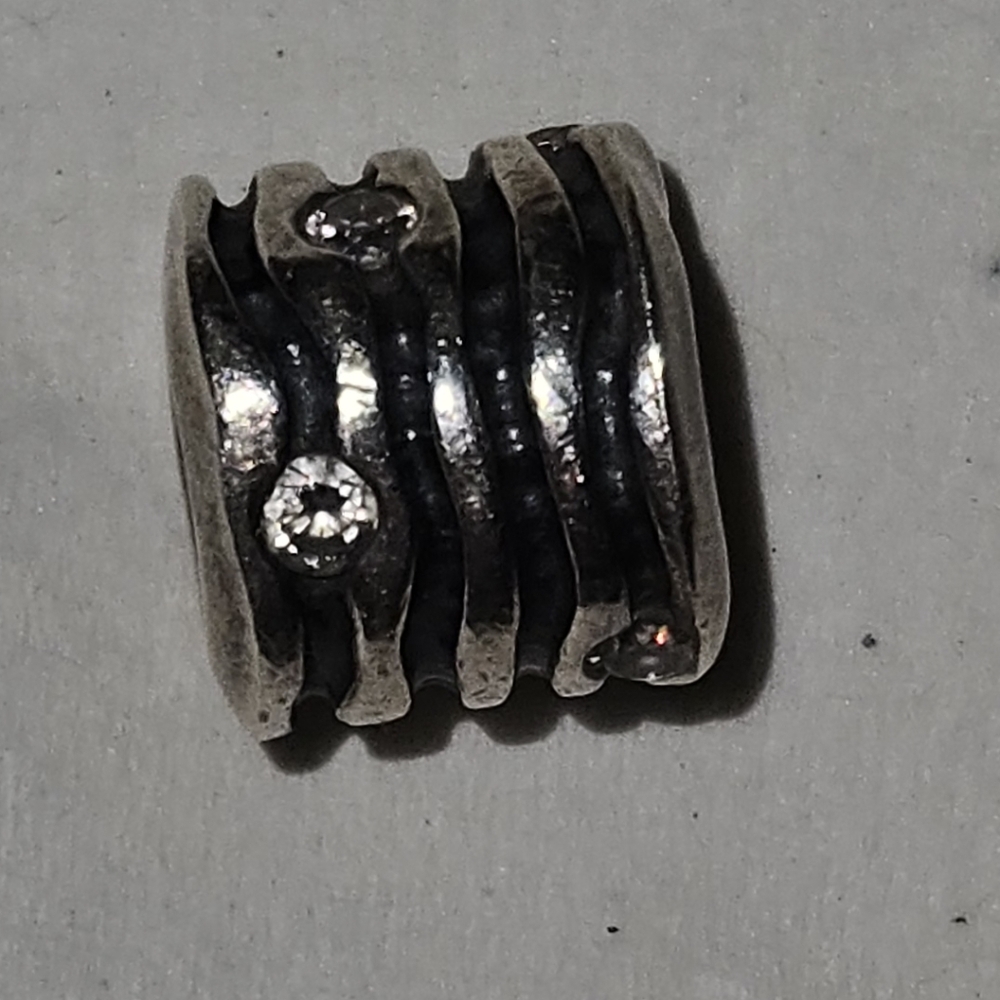Pandora Wavy Silver and CZ Round Charm Bead